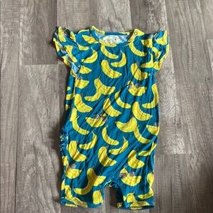 Blue and Yellow Banana Print Baby Romper